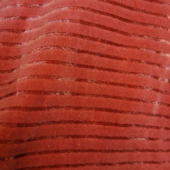 Vintage Velour Pullover Shirt Long Sleeve Rust Red V Neck Textured Stripe - Picture 4 of 8